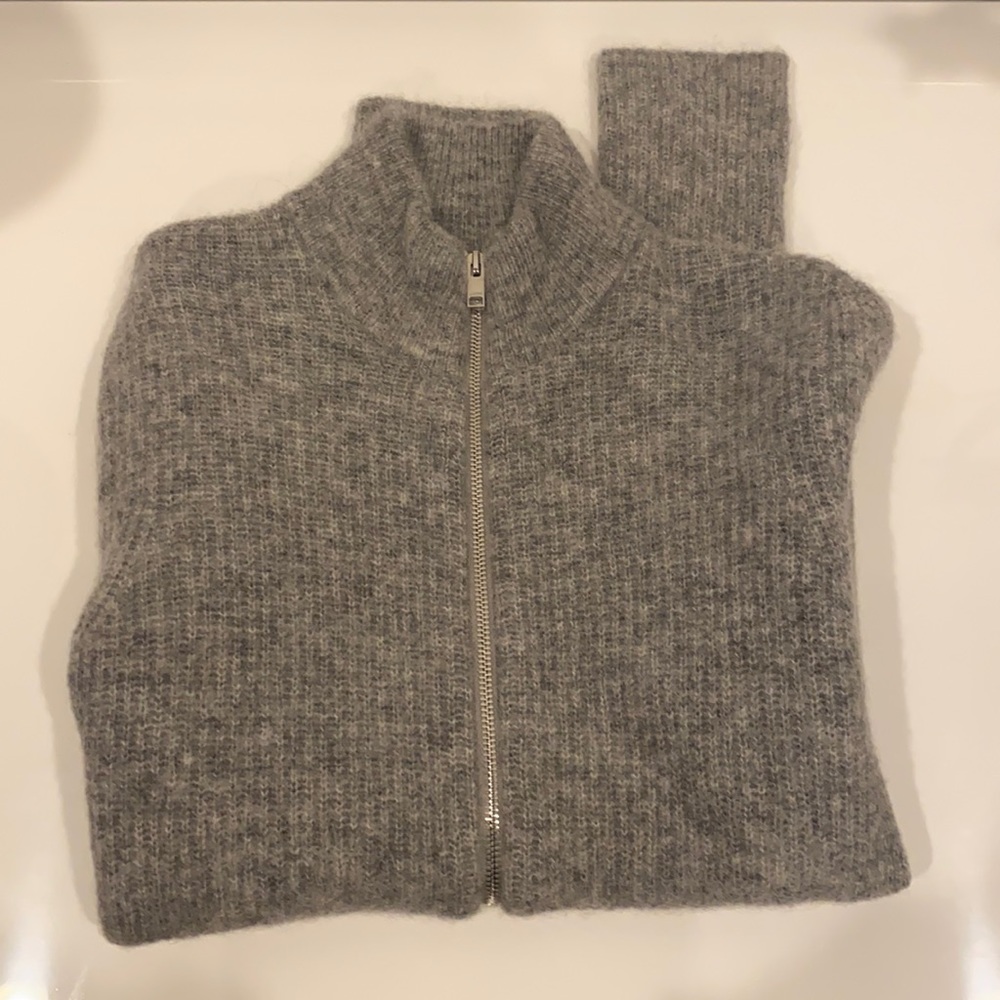GANNI gray zip up sweater